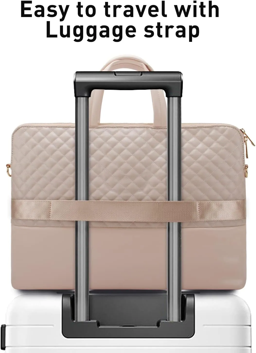 Laptop Bag for Women 15.6-Inch Carrying - Computer Bag Laptop Case Shoulder Slim Work Travel PU Leather (Khaki)