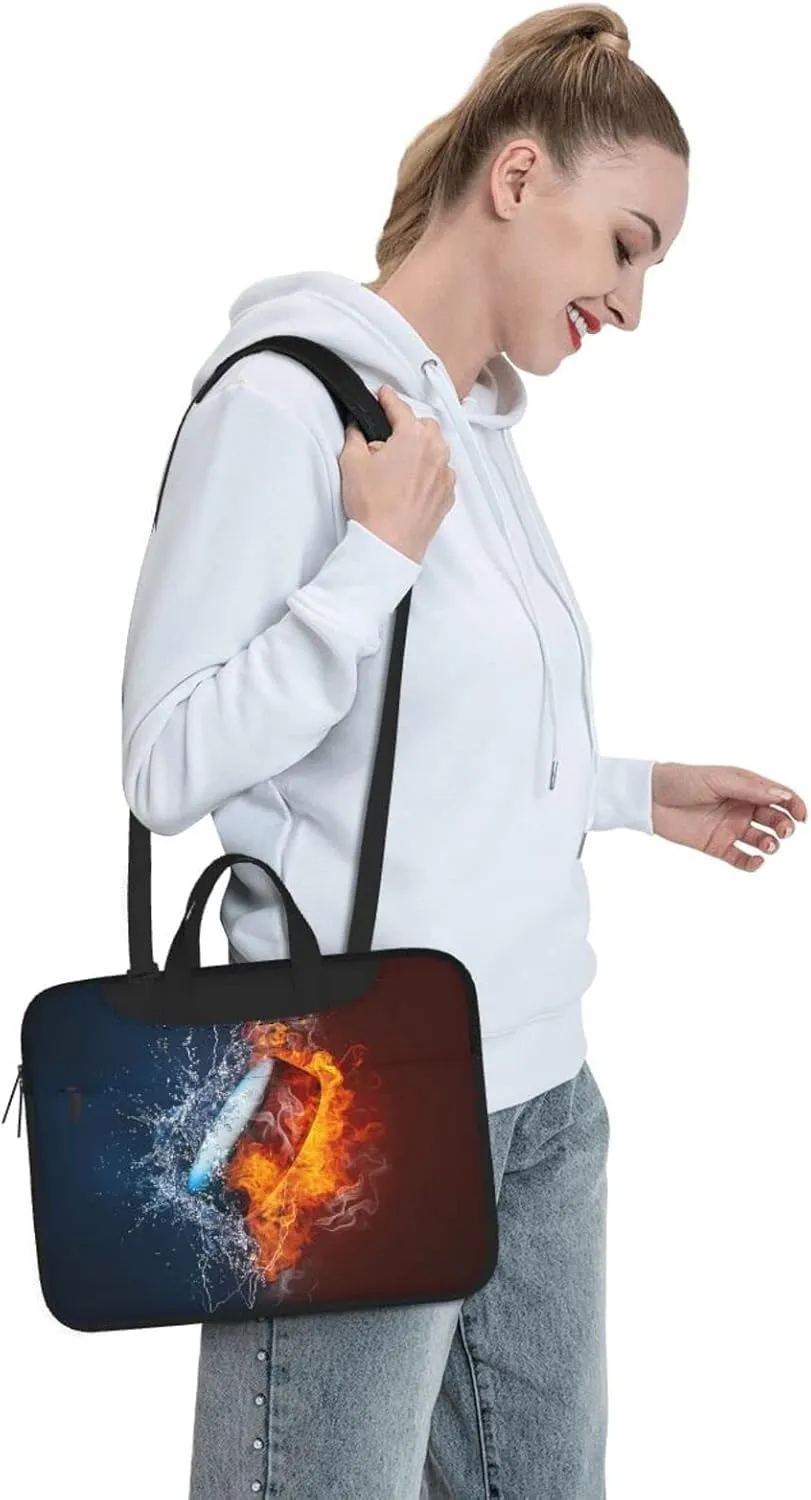 Laptop Bag Laptop Case 13 Inch Computer Bags Ice Hockey Fire Water Printed Padded Sleeve Cover for Women Men