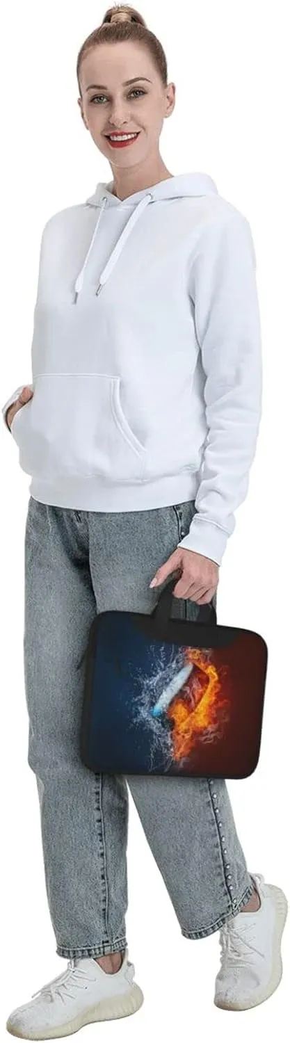 Laptop Bag Laptop Case 13 Inch Computer Bags Ice Hockey Fire Water Printed Padded Sleeve Cover for Women Men