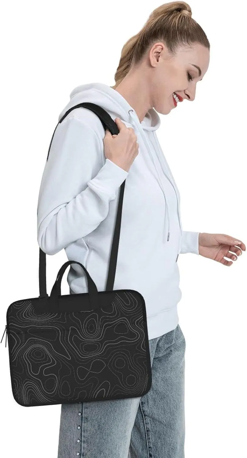 Laptop Bag Laptop Case 13 Inch Computer Bags Terrain Topography Printed Padded Sleeve Cover for Women Men
