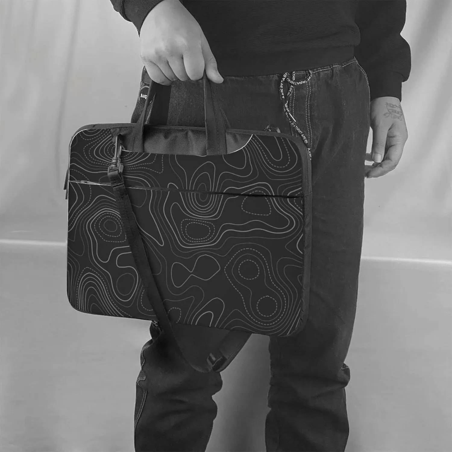 Laptop Bag Laptop Case 13 Inch Computer Bags Terrain Topography Printed Padded Sleeve Cover for Women Men