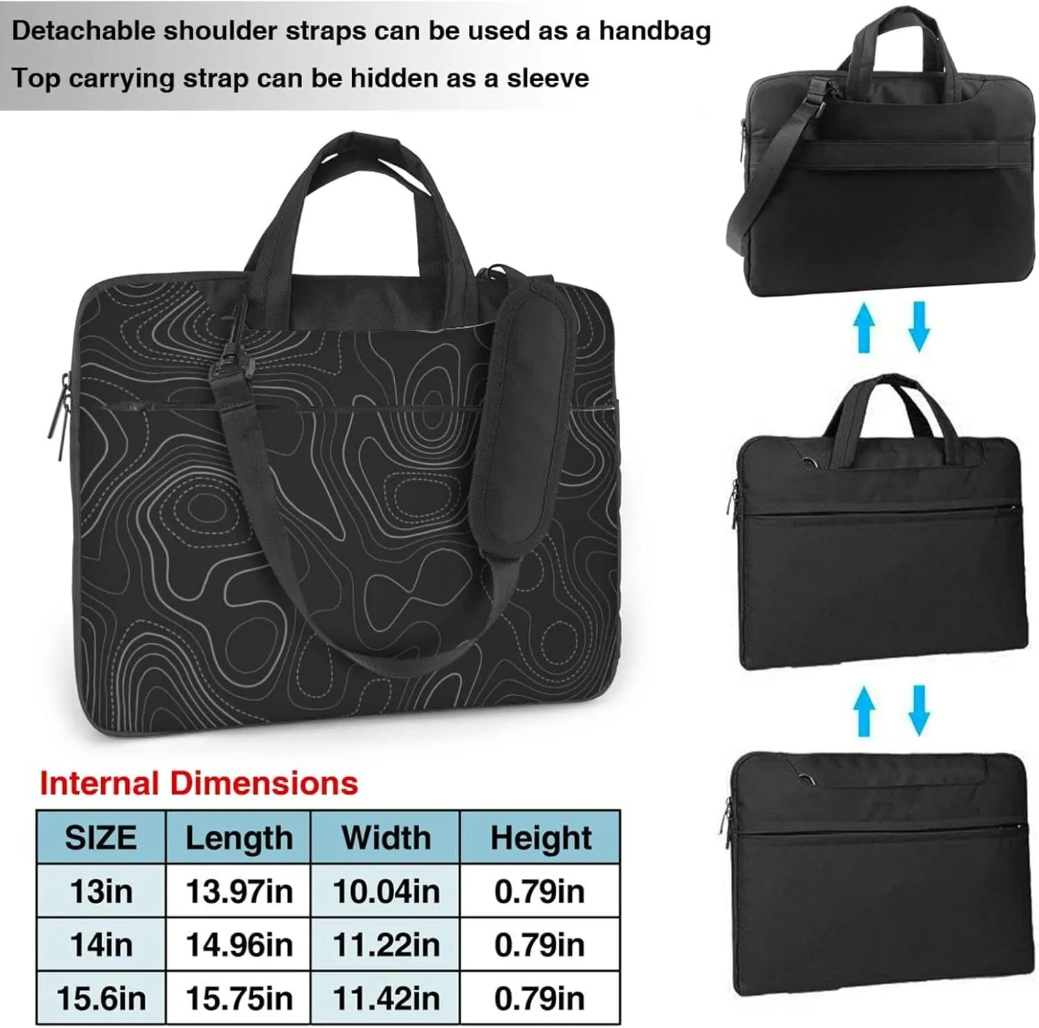 Laptop Bag Laptop Case 13 Inch Computer Bags Terrain Topography Printed Padded Sleeve Cover for Women Men