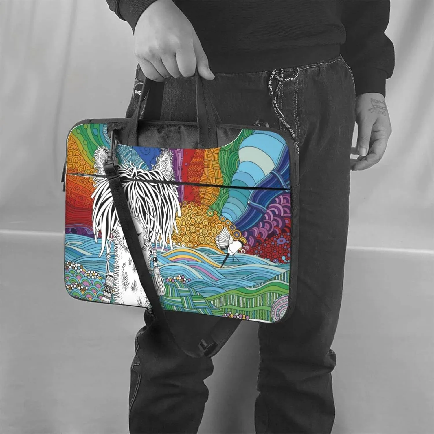 Laptop Bag Laptop Case 15.6 Inch Computer Bags Llama On A Beach Printed Padded Sleeve Cover for Women Men