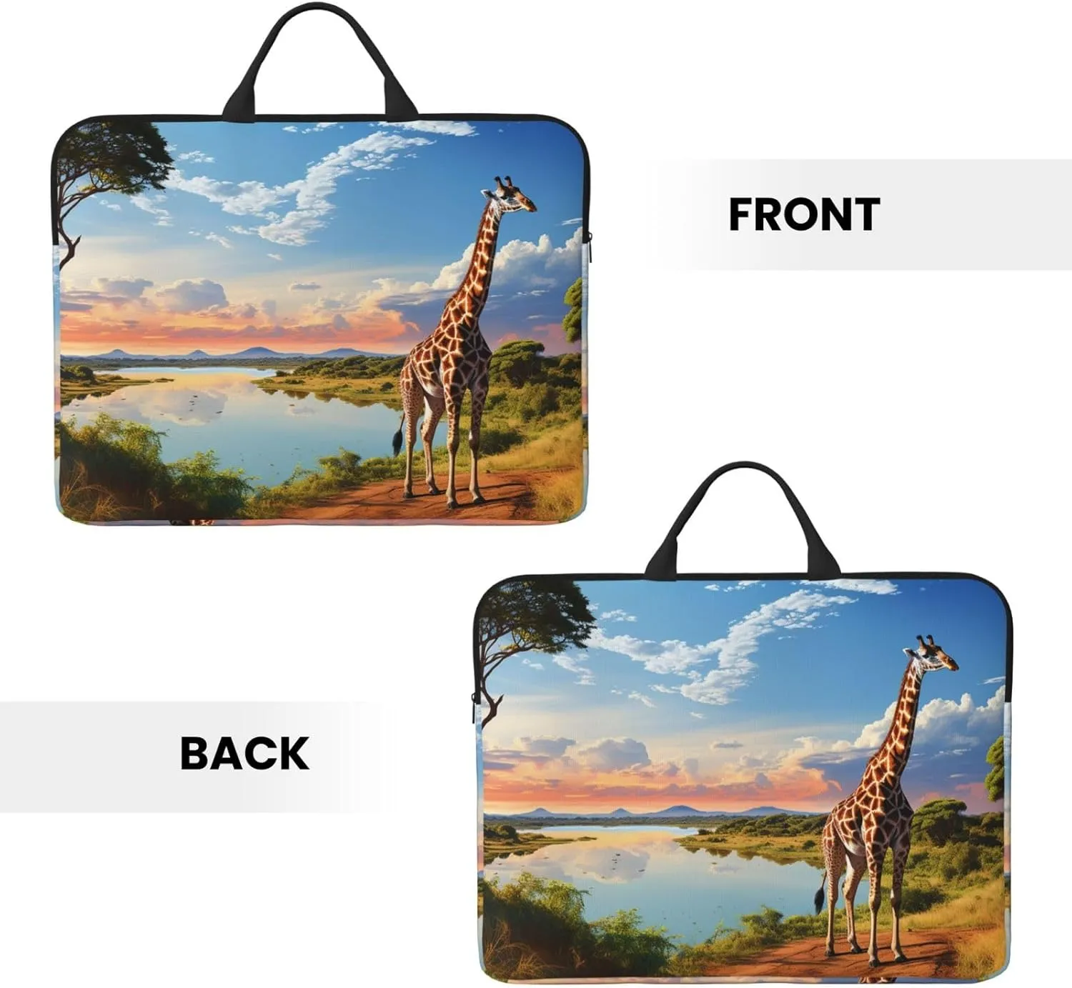 Laptop Case Sleeve One Size Laptop Sleeve African Nile River Giraffe Carrying Case Shockproof Laptop Case for Men Women