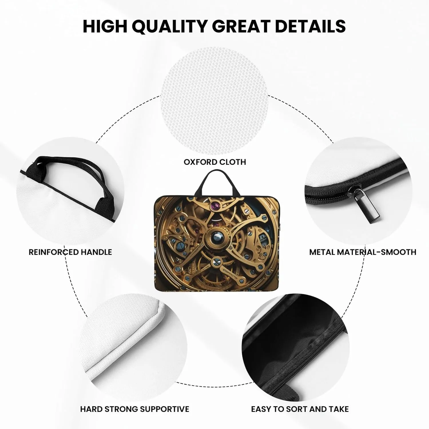 Laptop Shoulder Bag Messenger Bag Cool Steampunk Gears Laptop Bag Computer Bag for Men Women