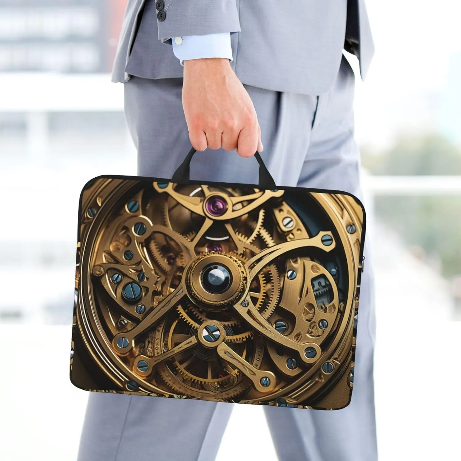 Laptop Shoulder Bag Messenger Bag Cool Steampunk Gears Laptop Bag Computer Bag for Men Women
