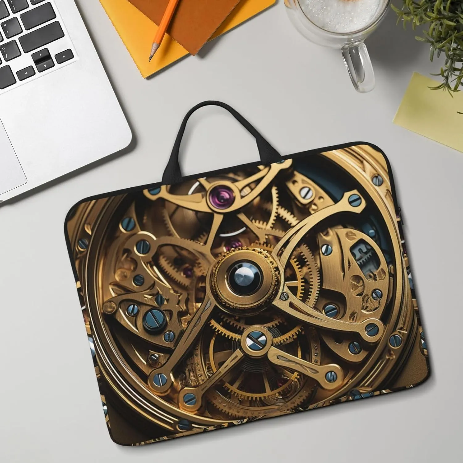 Laptop Shoulder Bag Messenger Bag Cool Steampunk Gears Laptop Bag Computer Bag for Men Women