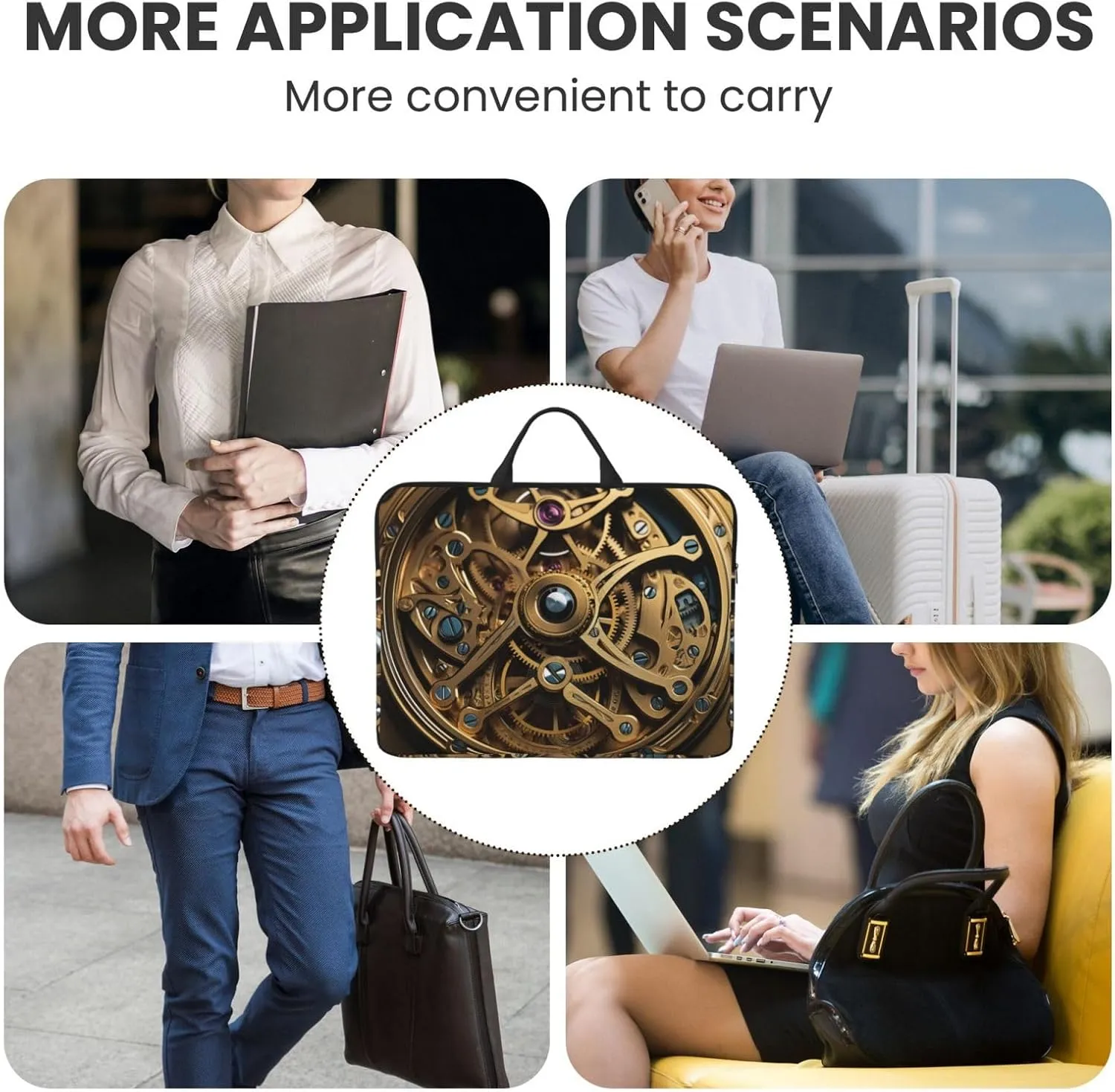 Laptop Shoulder Bag Messenger Bag Cool Steampunk Gears Laptop Bag Computer Bag for Men Women