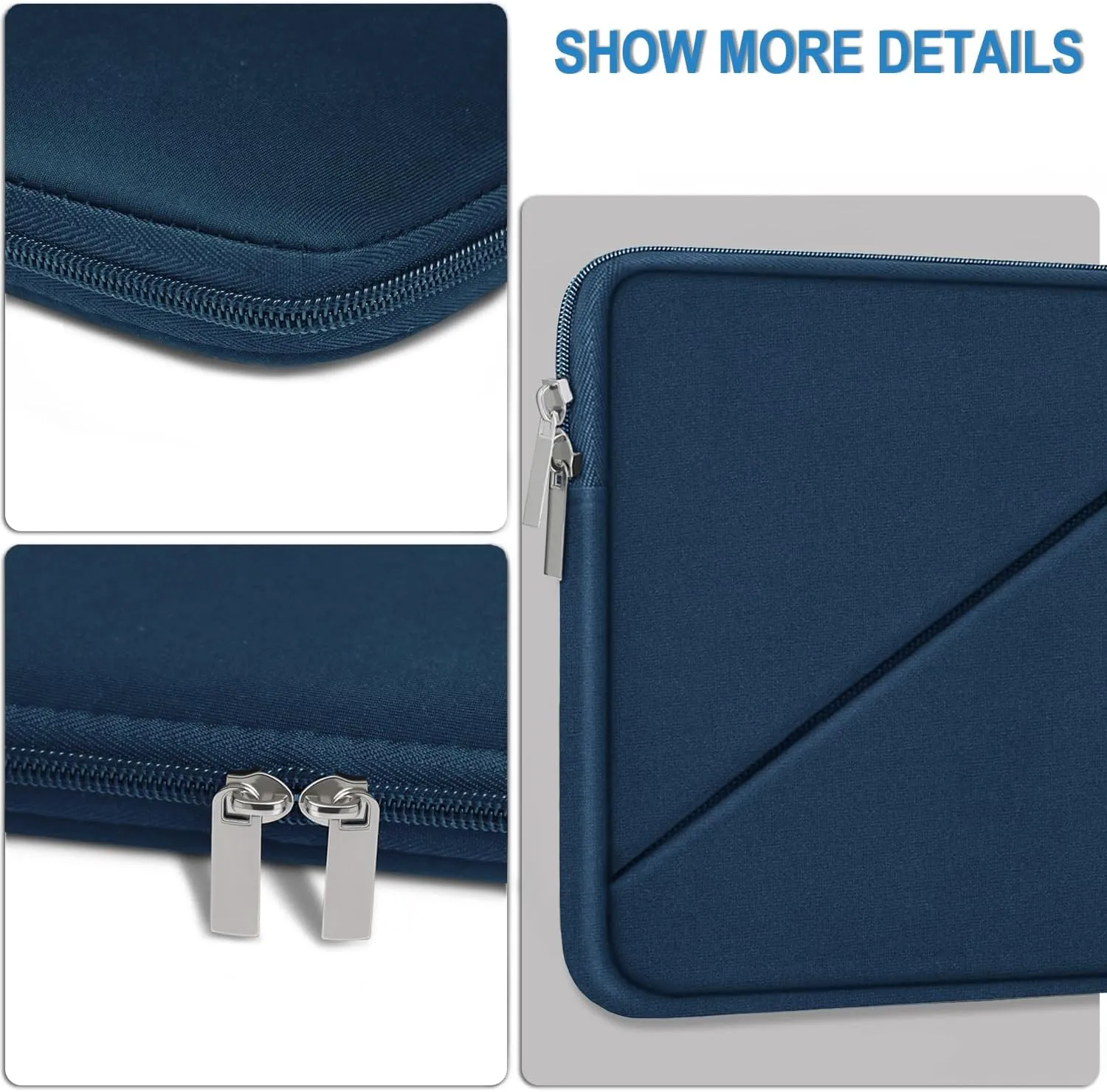 Laptop Sleeve 15.6 inch, Traveling Carrying Computer Sleeve Bag with Zippered Pocket, Shockproof Protective Laptop Case Compatible for Apple Notebook, HP, Dell, Acer, Asus, Lenovo, Deep Blue