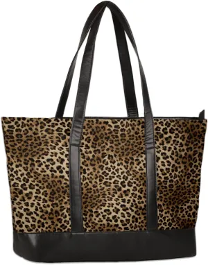 Laptop Tote Bag for Women 15.6 inch Leopard Cheetah Computer Briefcase Leather Shoulder Bag Handbag