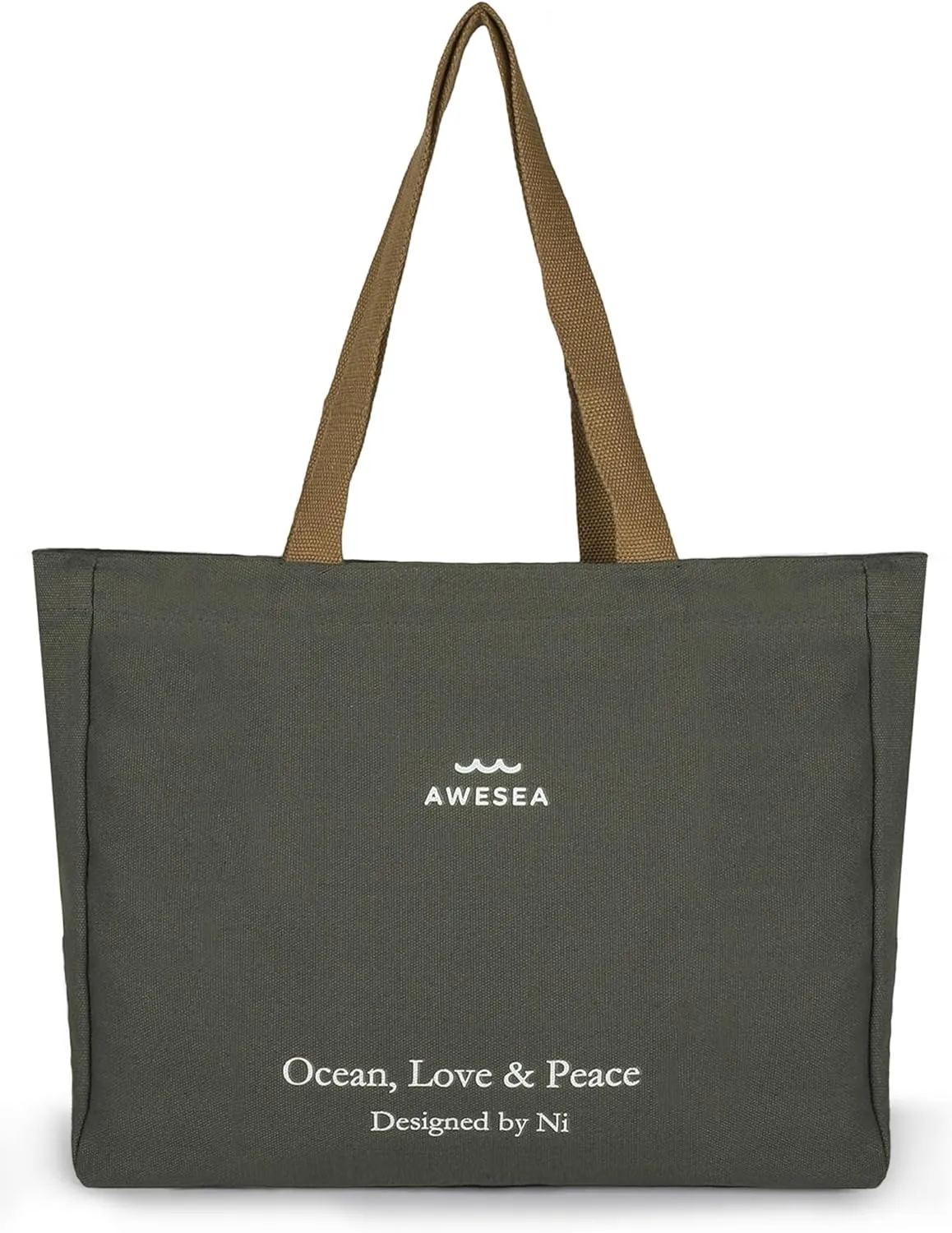Large Canvas Tote Bag for Women - Durable Tote bags with interior Pocket and Zipper perfect for Travel and Daily Use