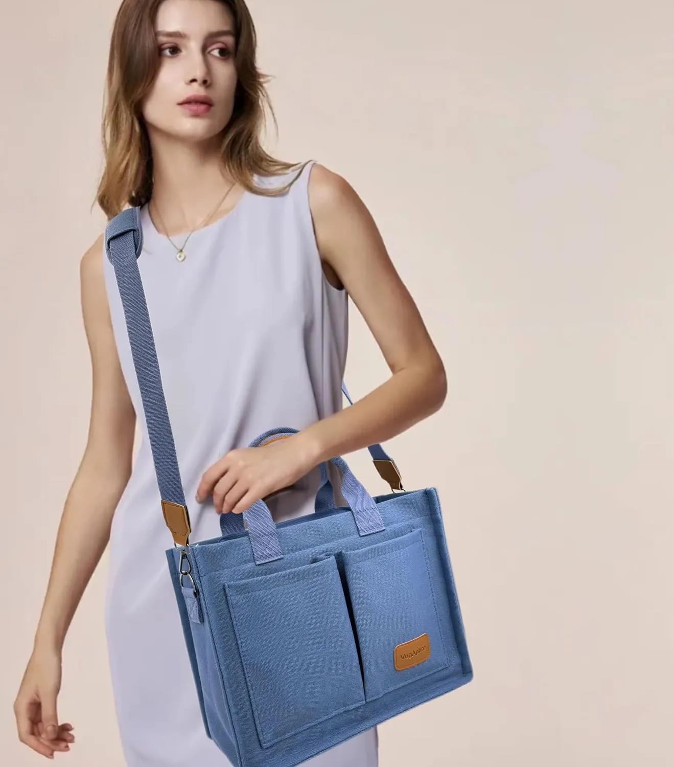 Large Canvas Tote Bag for Women Work Tote Bags with Pockets Laptop Crossbody Purses Everyday Bag Handbags for Travel