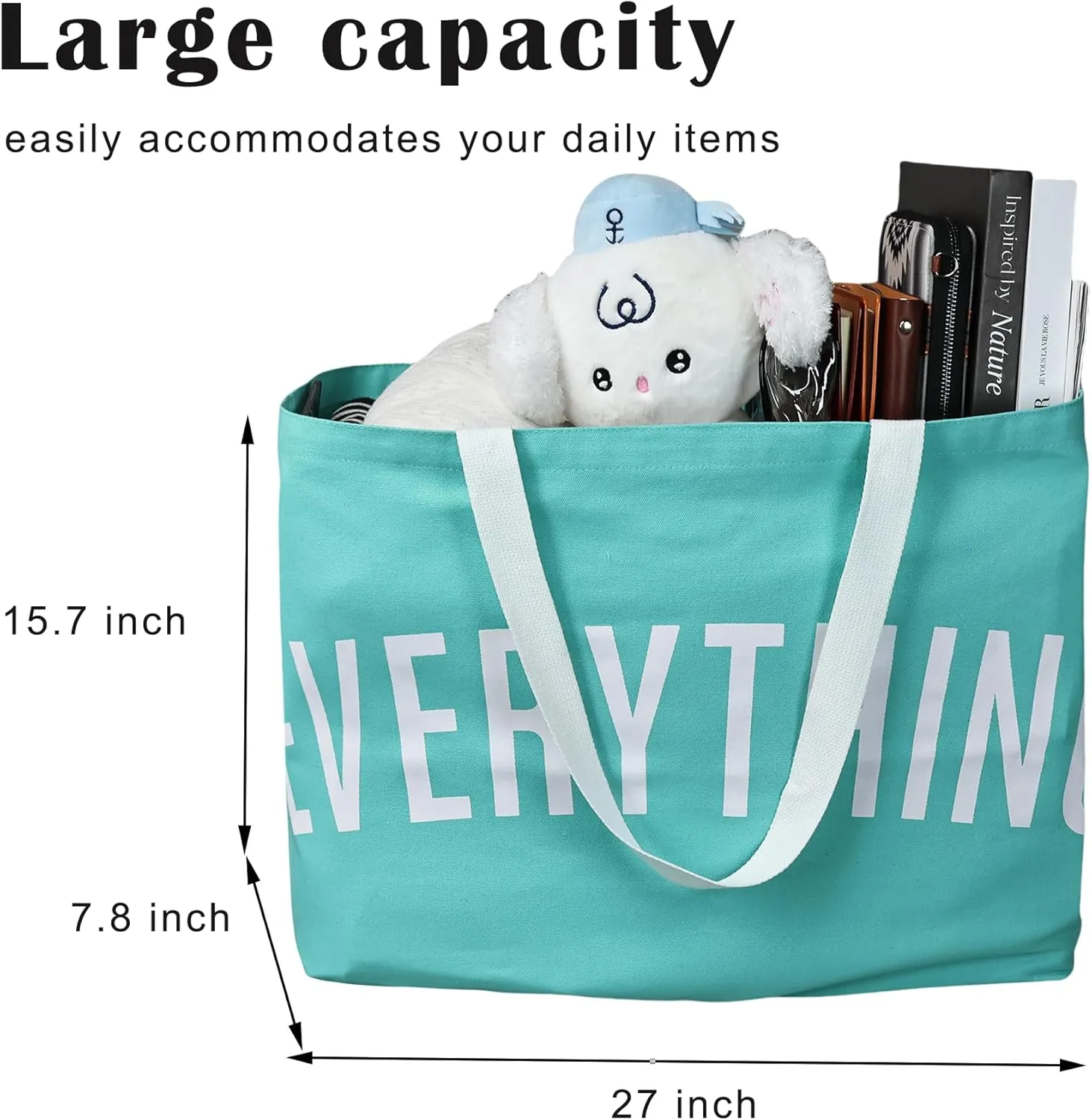 Large Canvas Tote Bag Reusable Grocery Bags Shopping Bags for Women Foldable Extra Large Everything Bag