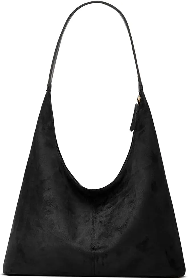 Large Suede Shoulder Bags for Women Retro Faux Leather Tote Purse Slouchy Handbag Top Handle Satchels