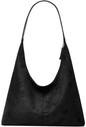 Large Suede Shoulder Bags for Women Retro Faux Leather Tote Purse Slouchy Handbag Top Handle Satchels