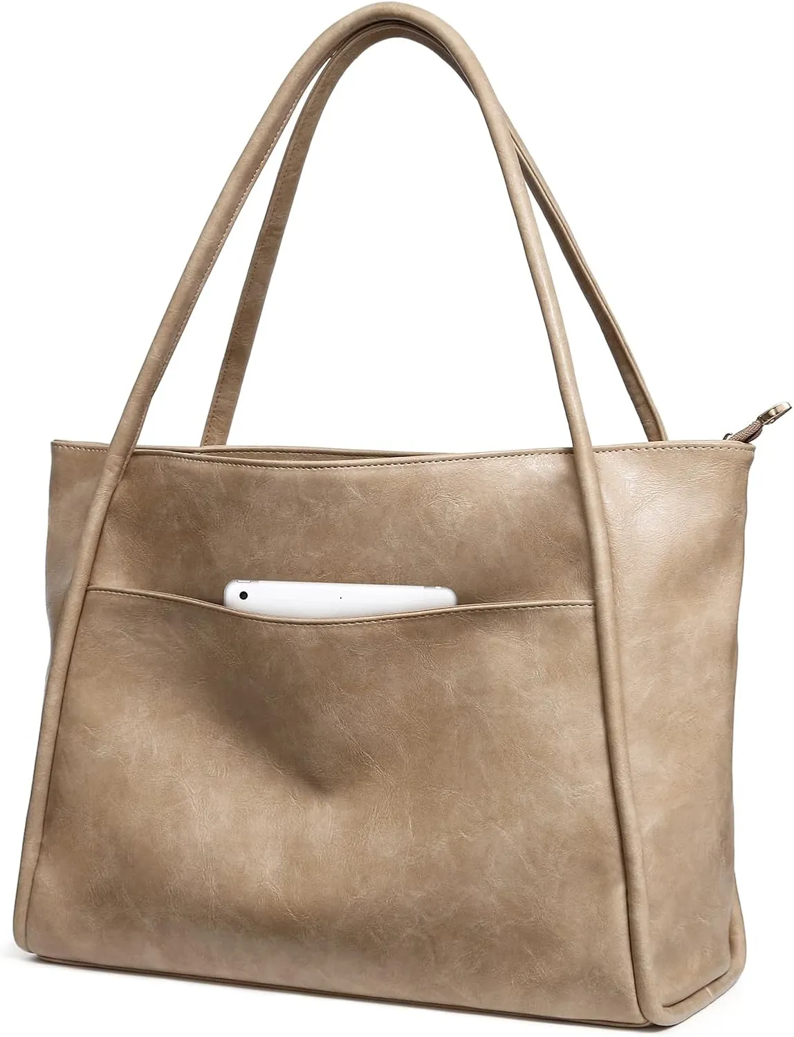 Large Tote Bag for Women Work with Zipper 16L Vegan Leather Ladies Travel Purses and Handbags