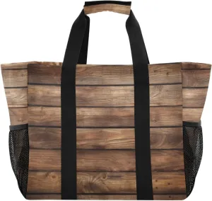 Large Tote Bags Wood Plank Rusty for Women Canvas Tote Purse Reusable Grocery Bags Top Handle Handbags for Travel, Work