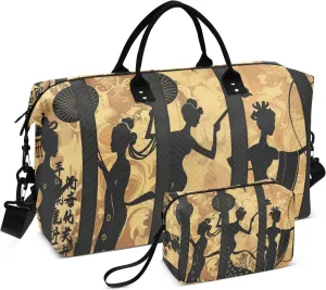 Large Travel Bag Travel Overnight Carry on Bag Gym Sports Duffel Bags with Adjustable Strap for Trekking Multifunctional Carnival Music Patterns Safari_3