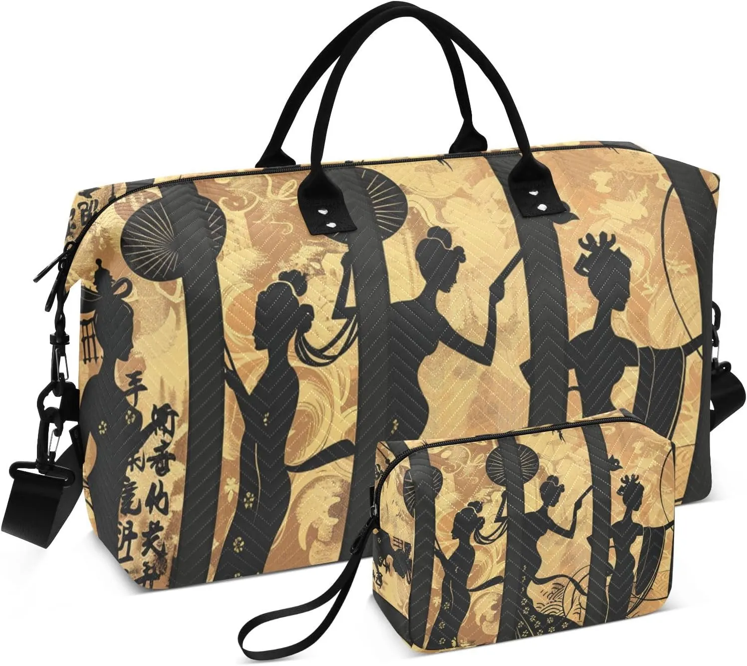Large Travel Bag Travel Overnight Carry on Bag Gym Sports Duffel Bags with Adjustable Strap for Trekking Multifunctional Carnival Music Patterns Safari_3