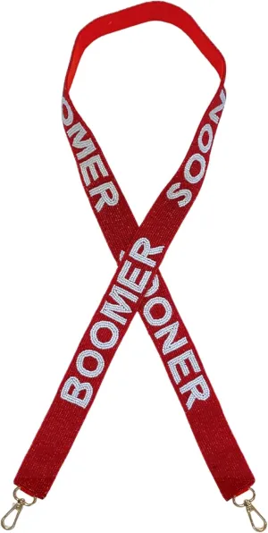 Lashicorn Beaded Purse Strap Oklahoma Crimson and White College Game Day Clear Handbag Replacement Strap Stadium Football University 49” Gold Hardware Clips