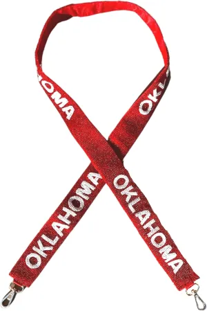 Lashicorn Beaded Purse Strap Oklahoma Red and White State Hats College Game Day Clear Handbag Replacement Strap Stadium Football University 49” Gold Hardware Clips