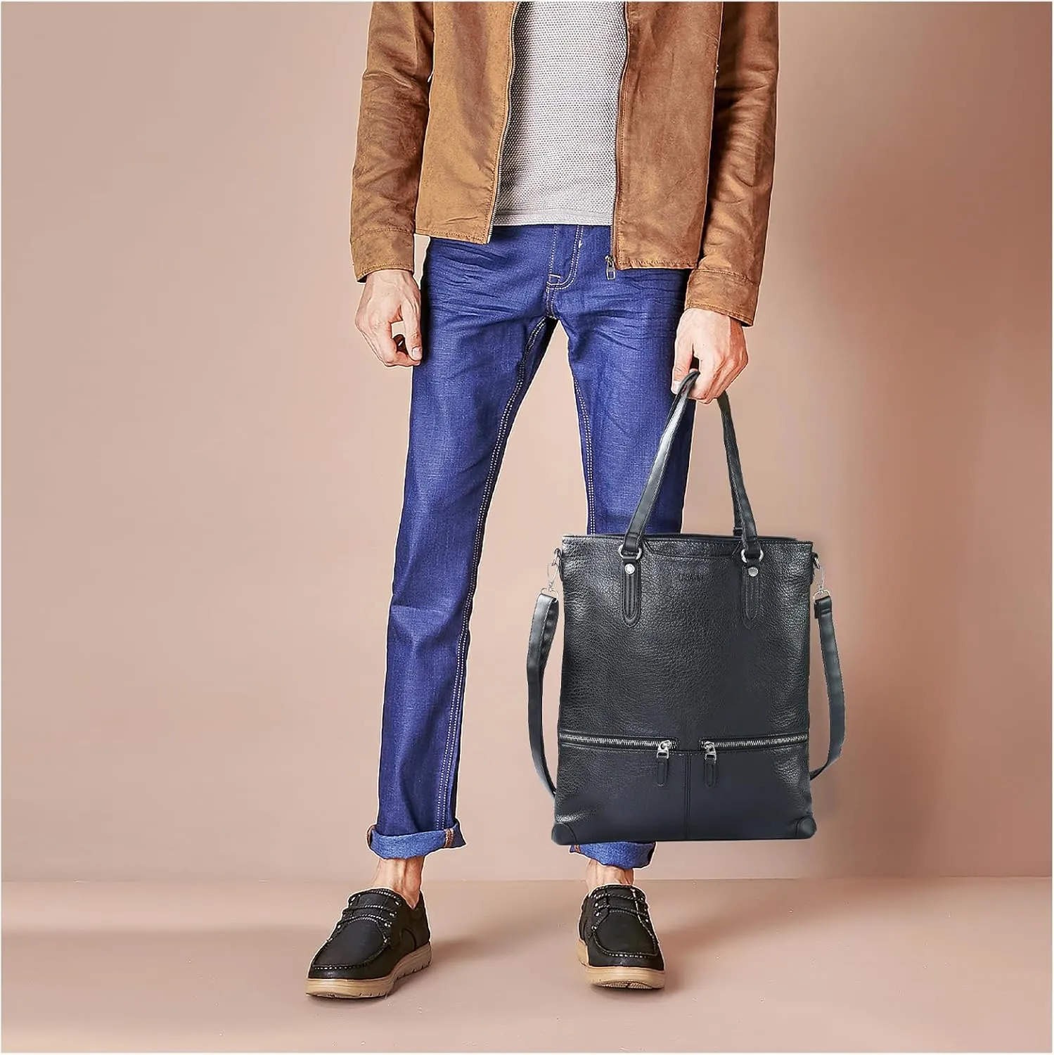 Lassviin Laptop Tote Bag, Leather Work Tote for Computer Bag Waterproof Lightweight Shoulder Bag Purse Handbag Crossbody Bag