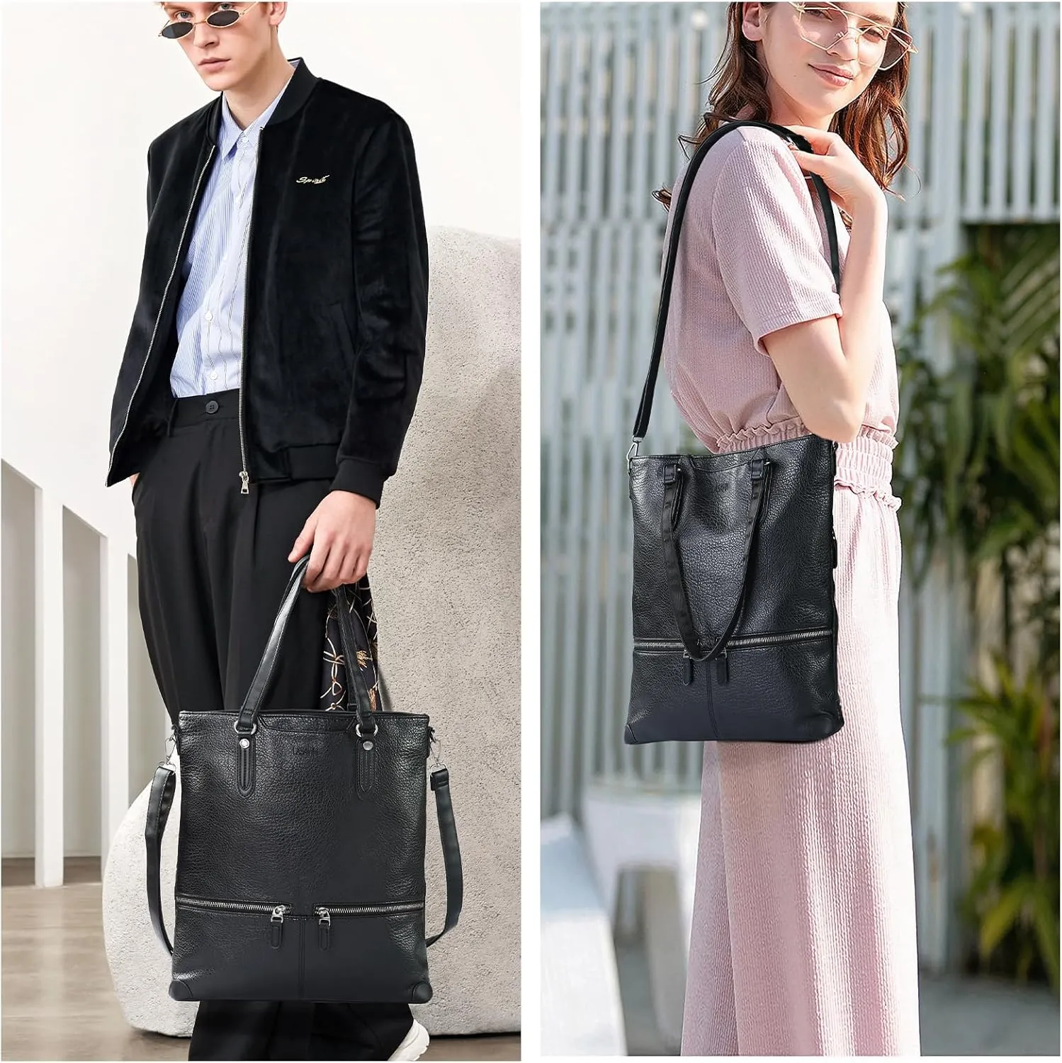 Lassviin Laptop Tote Bag, Leather Work Tote for Computer Bag Waterproof Lightweight Shoulder Bag Purse Handbag Crossbody Bag