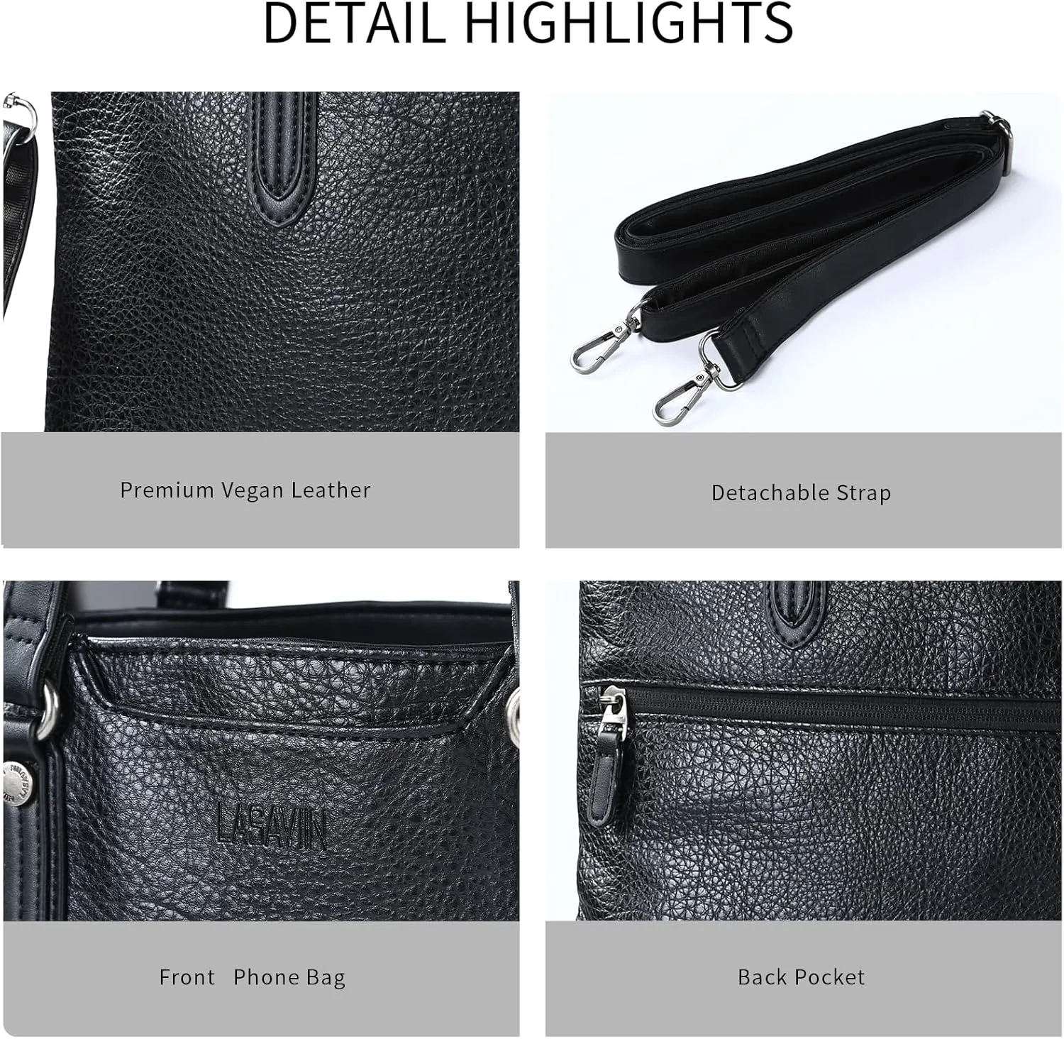 Lassviin Laptop Tote Bag, Leather Work Tote for Computer Bag Waterproof Lightweight Shoulder Bag Purse Handbag Crossbody Bag