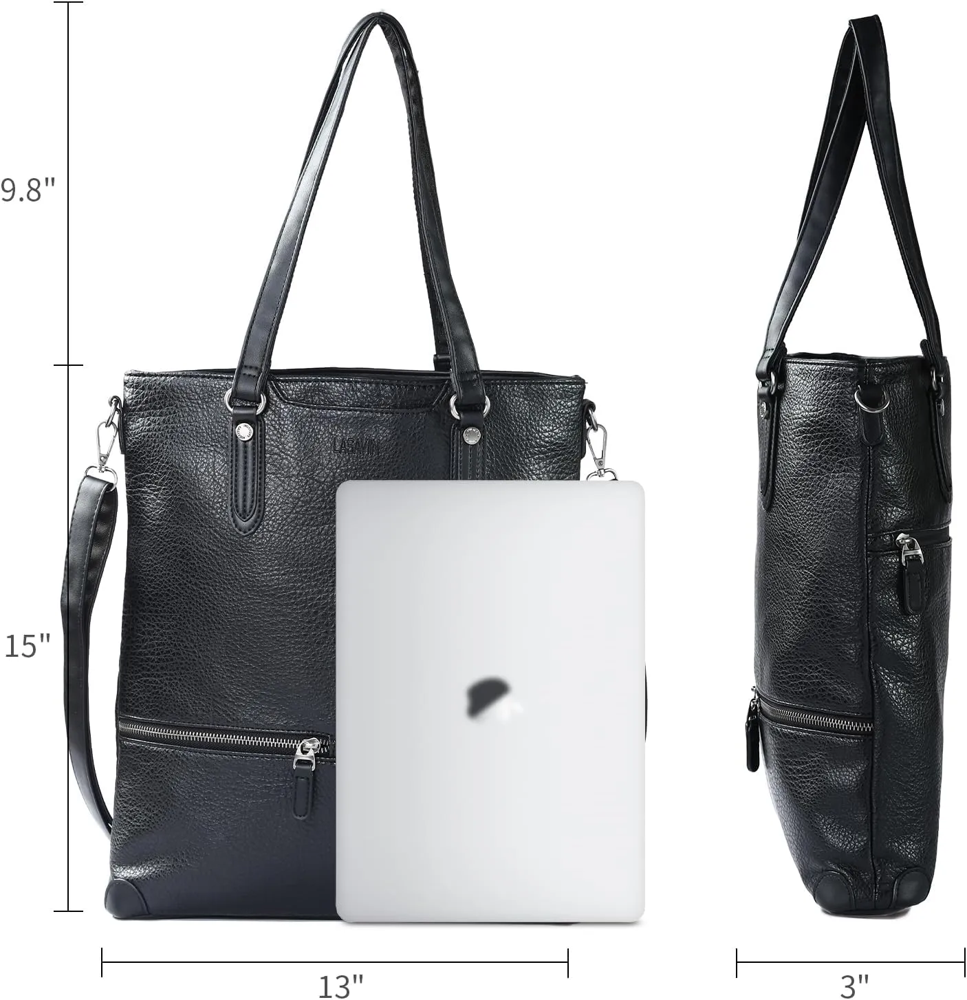 Lassviin Laptop Tote Bag, Leather Work Tote for Computer Bag Waterproof Lightweight Shoulder Bag Purse Handbag Crossbody Bag