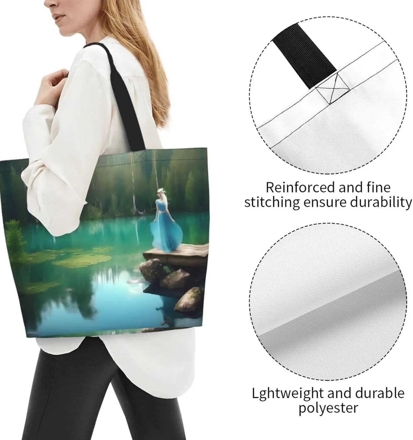 Lavender Stamp Women Tote Bag,Casual Tote'S Handbag Big Capacity Shoulder Bag Crossbody Bag
