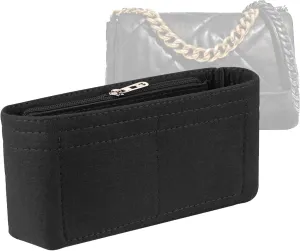 Lckaey Purse Organizer Insert for 19 Flap Bag Small bag Organizer with Side Zipper Pocket 1016black-S