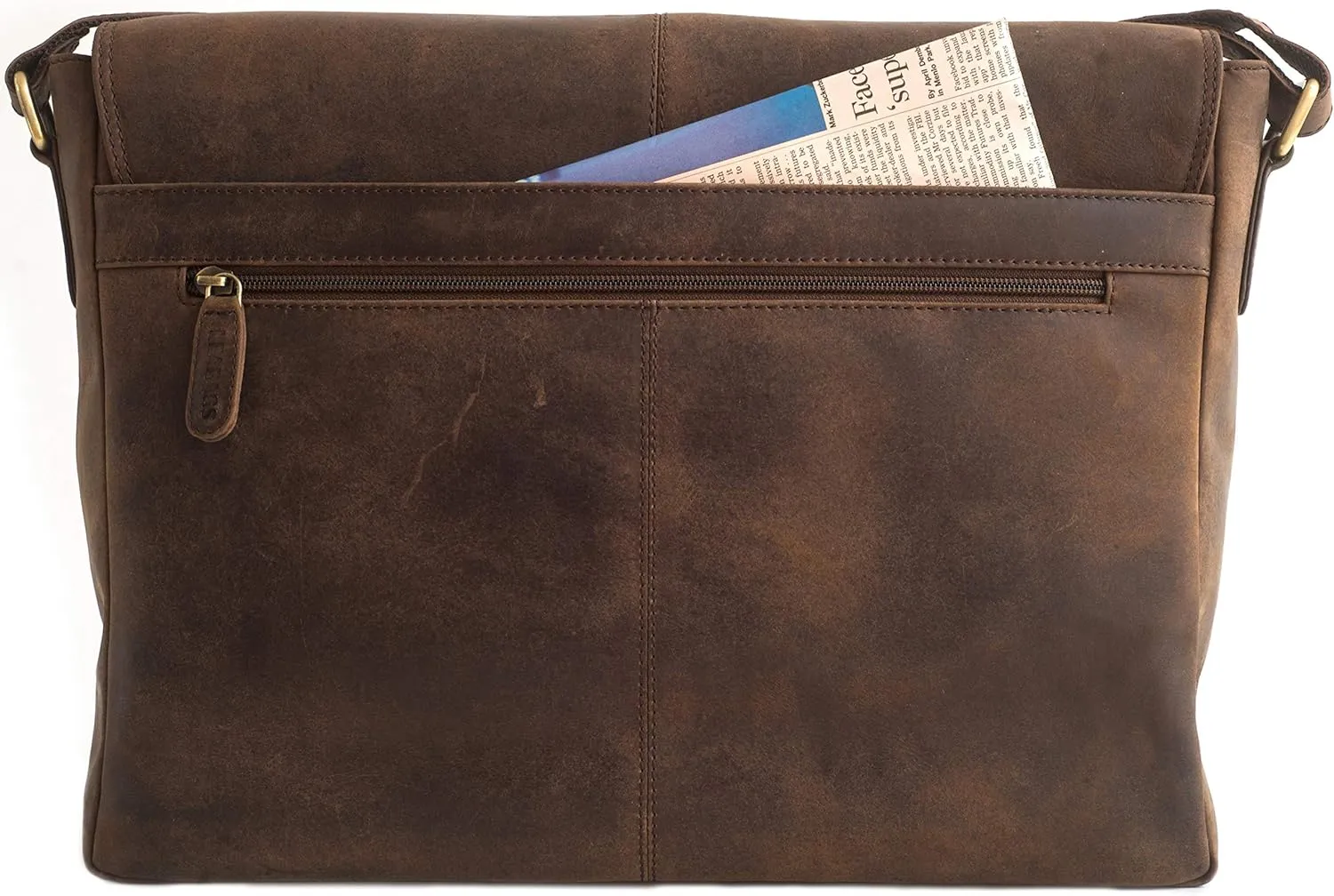 LEABAGS Leather Briefcases for Men - Genuine Leather Cambridge 15 Inch Laptop Bag - Messenger Bag Vintage Shoulder Bag