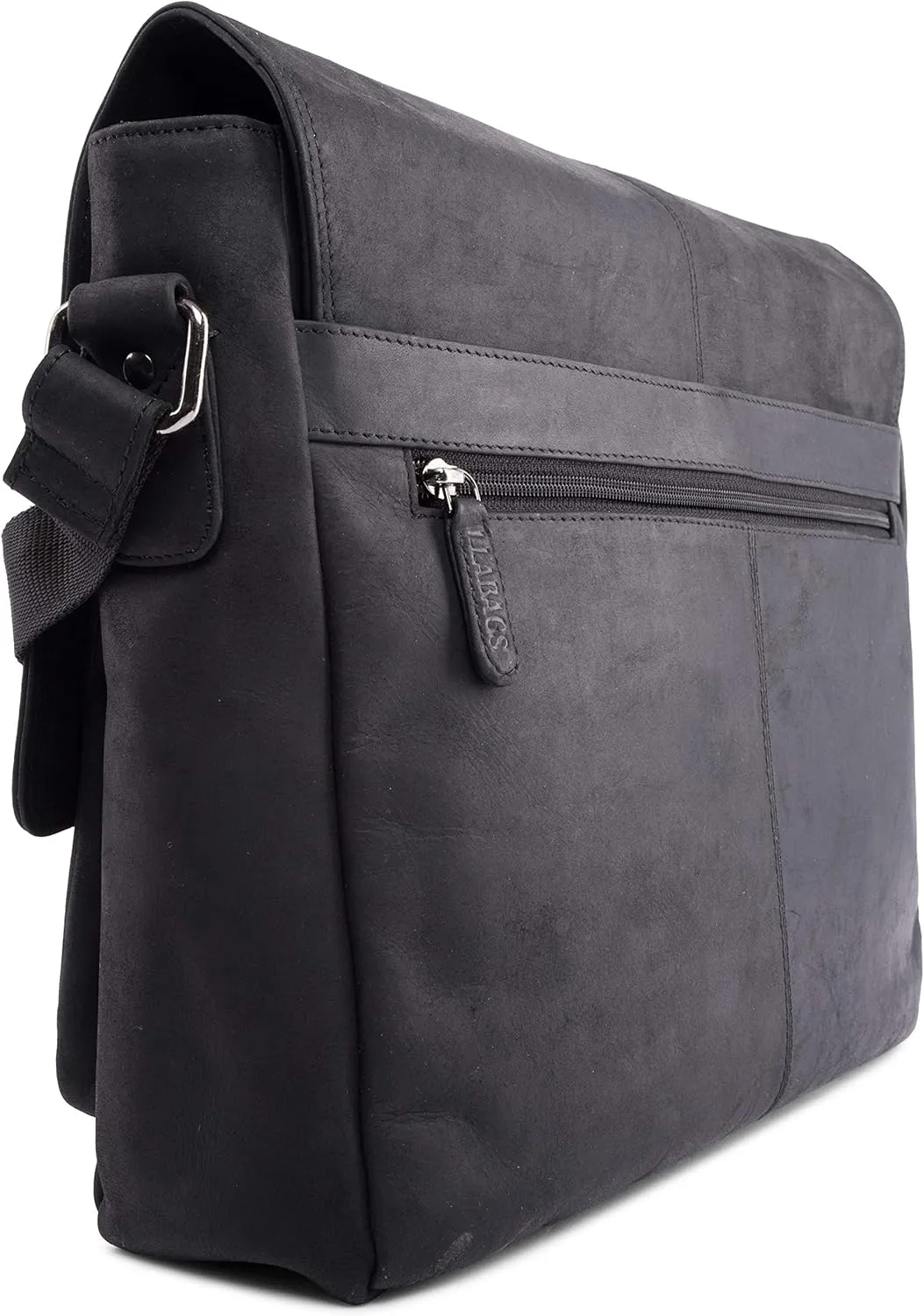 LEABAGS Leather Briefcases for Men - Genuine Leather Cambridge 15 Inch Laptop Bag - Messenger Bag Vintage Shoulder Bag