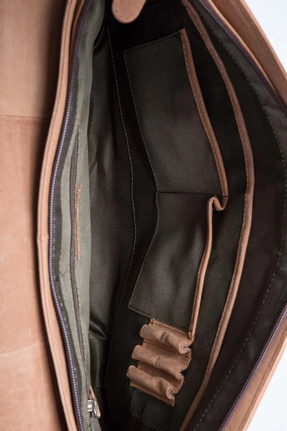 LEABAGS Leather Briefcases for Men - Genuine Leather Cambridge 15 Inch Laptop Bag - Messenger Bag Vintage Shoulder Bag