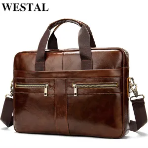 Leather Messenger Male men's WESTAL Shipping options 2019 bags for Bag briefcases Genuine laptop natural man briefcase bag men's Shipping options men Leather
