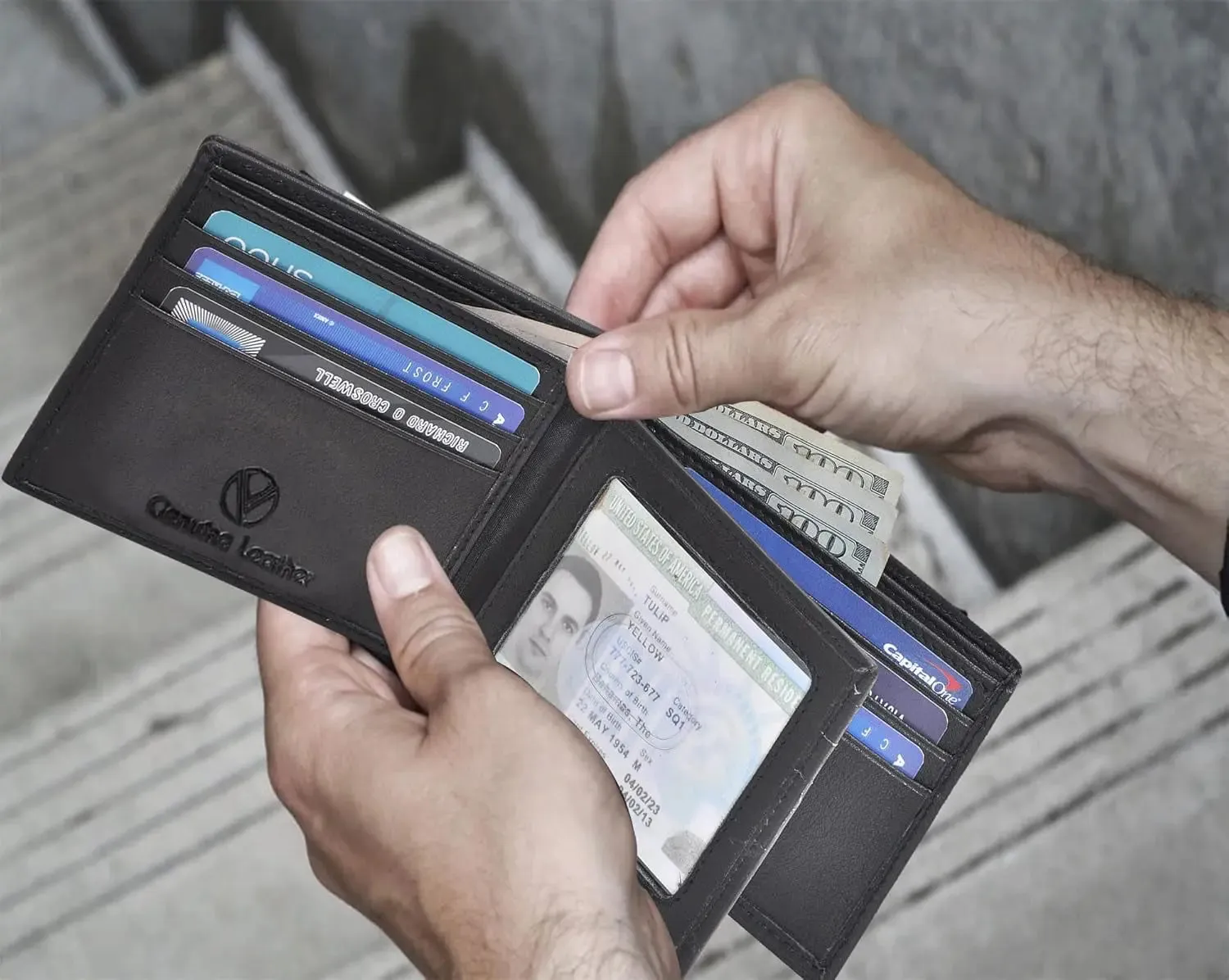 Leather RFID Blocking Wallet for Men