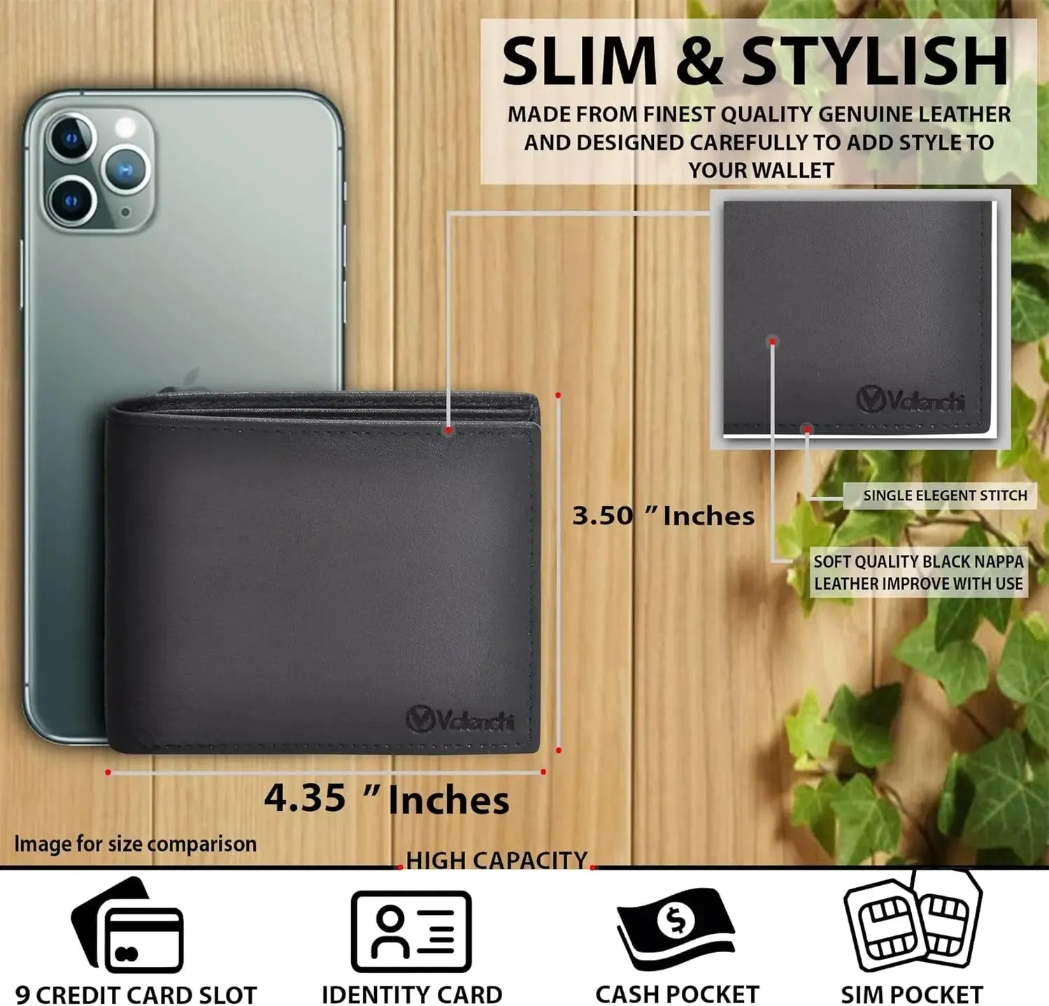 Leather RFID Blocking Wallet for Men