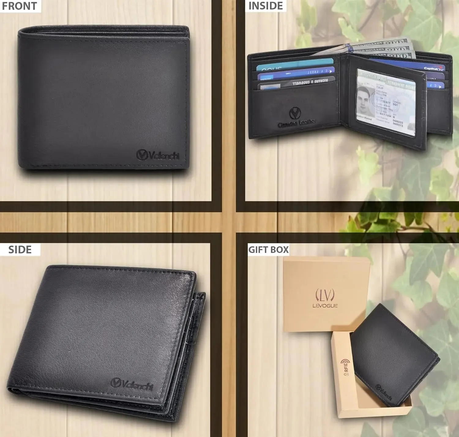 Leather RFID Blocking Wallet for Men