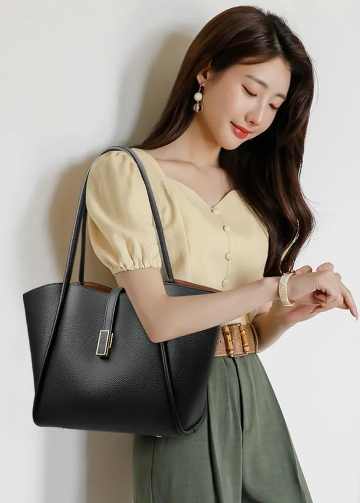 Leather Tote Bag for Women Trendy Shoulder Bag Bucket Purse Soft Underarm Handbags Retro Shoulder Purses Top Handle Handbag