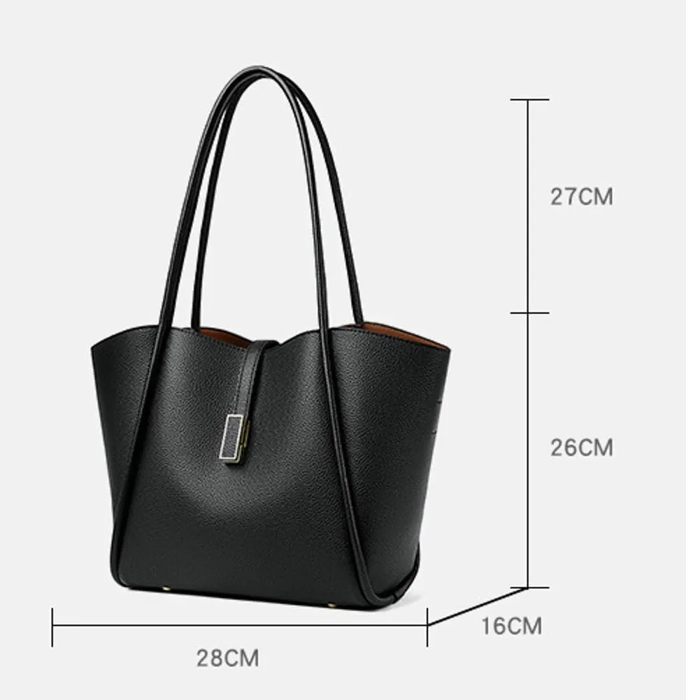 Leather Tote Bag for Women Trendy Shoulder Bag Bucket Purse Soft Underarm Handbags Retro Shoulder Purses Top Handle Handbag