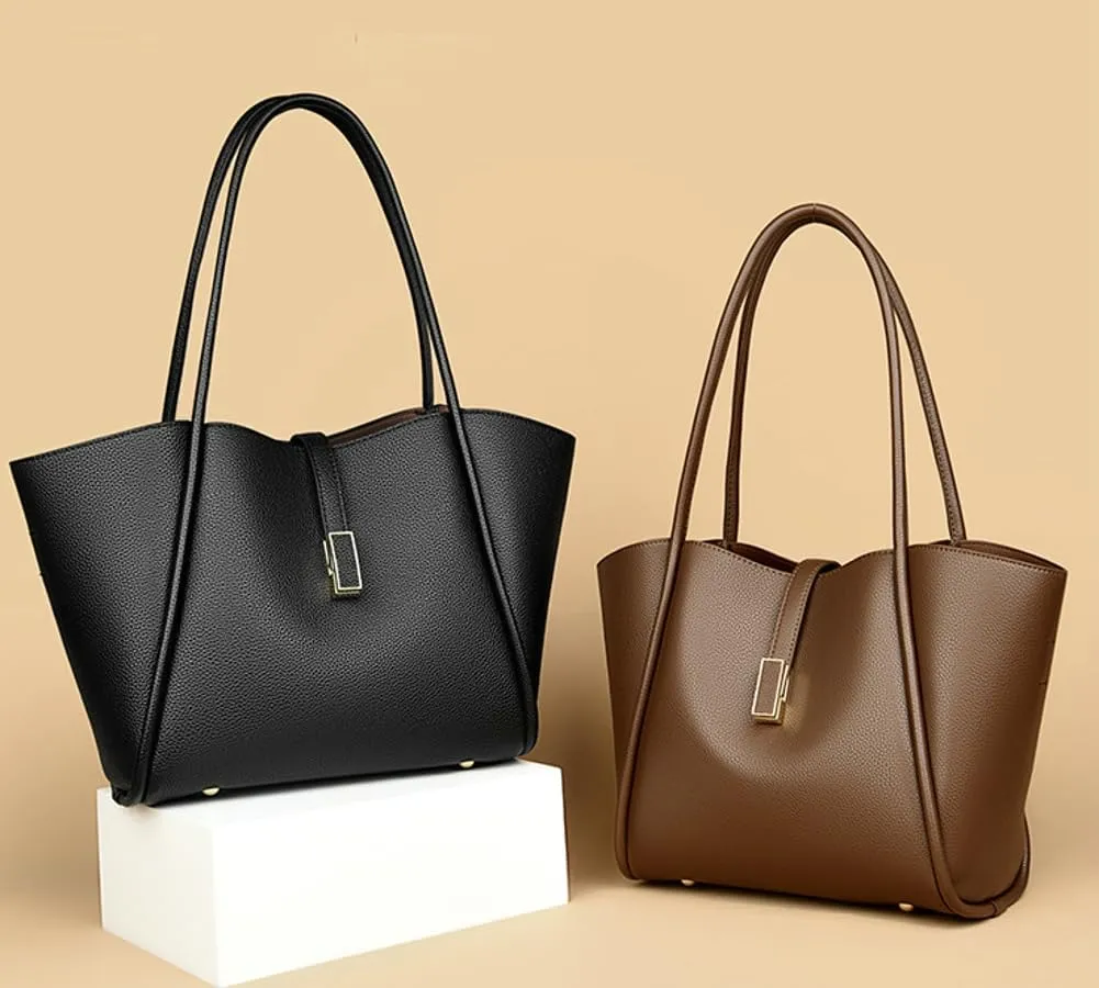 Leather Tote Bag for Women Trendy Shoulder Bag Bucket Purse Soft Underarm Handbags Retro Shoulder Purses Top Handle Handbag