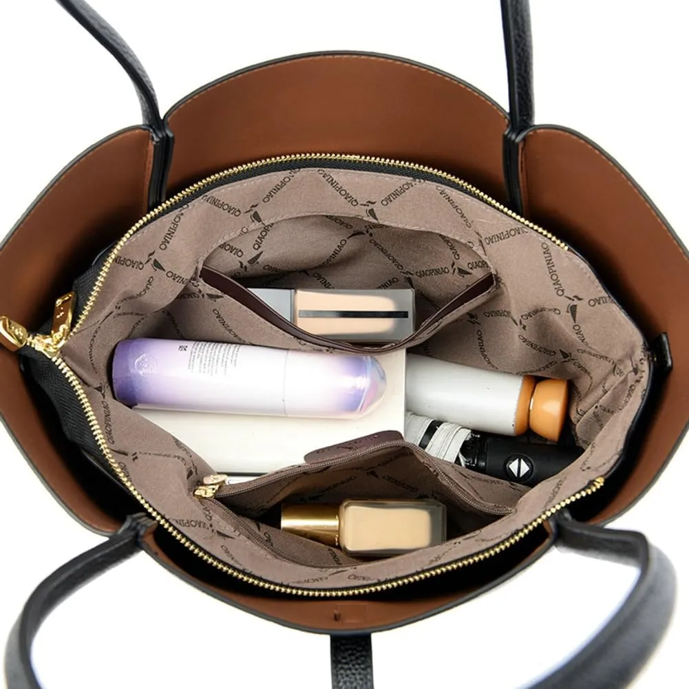 Leather Tote Bag for Women Trendy Shoulder Bag Bucket Purse Soft Underarm Handbags Retro Shoulder Purses Top Handle Handbag