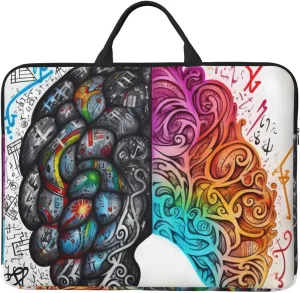 Left and Right Brain Laptop Case Sleeve 14 inch Shockproof Protective Notebook Case Travel Laptop Bag with Handle Waterproof Computer Cover Briefcase Handbags for Men Women
