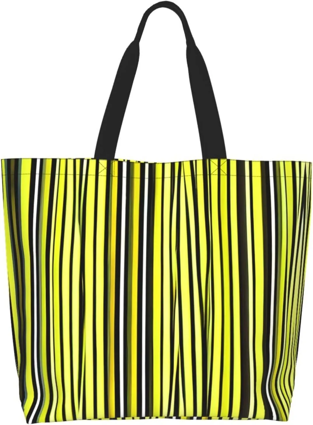 Lemon Zest Yellow Stripes Women Tote Bag,Casual Tote'S Handbag Big Capacity Shoulder Bag Crossbody Bag