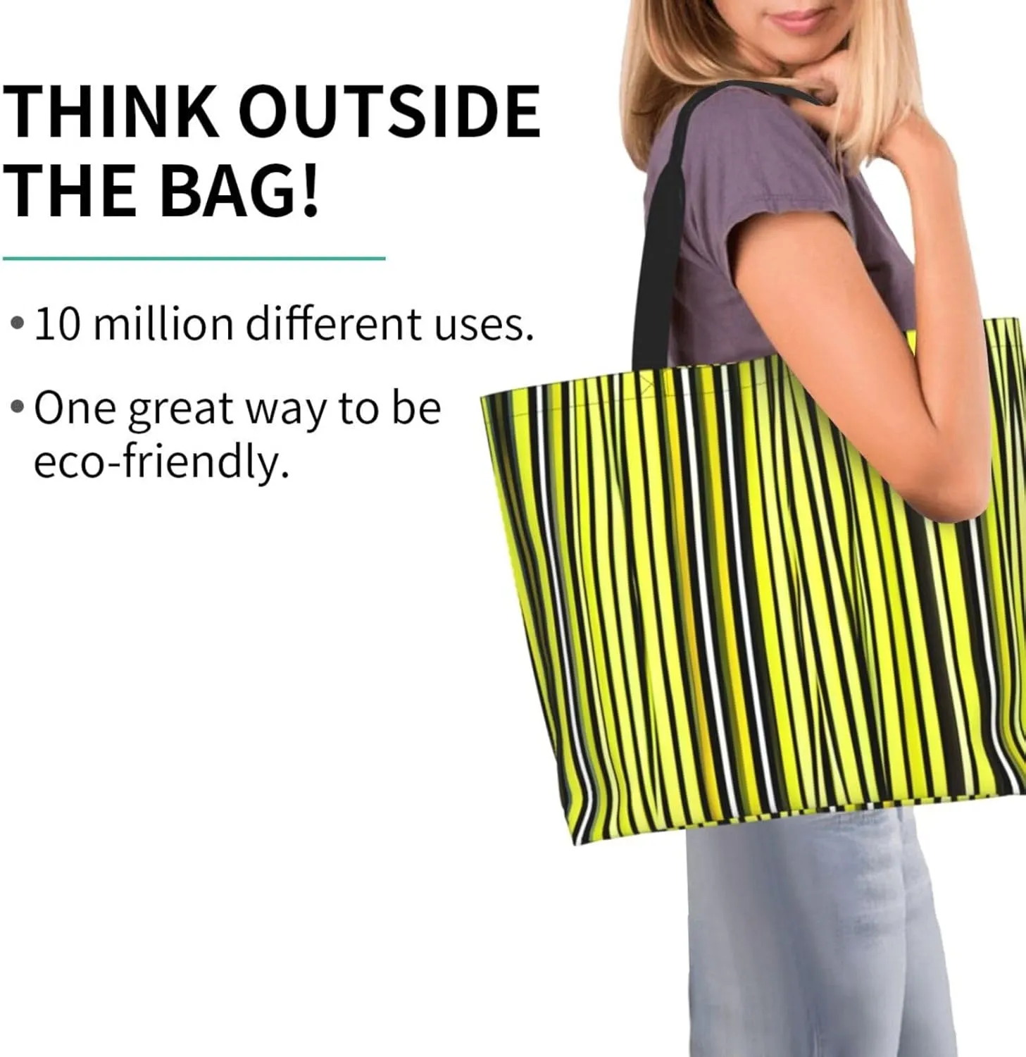 Lemon Zest Yellow Stripes Women Tote Bag,Casual Tote'S Handbag Big Capacity Shoulder Bag Crossbody Bag
