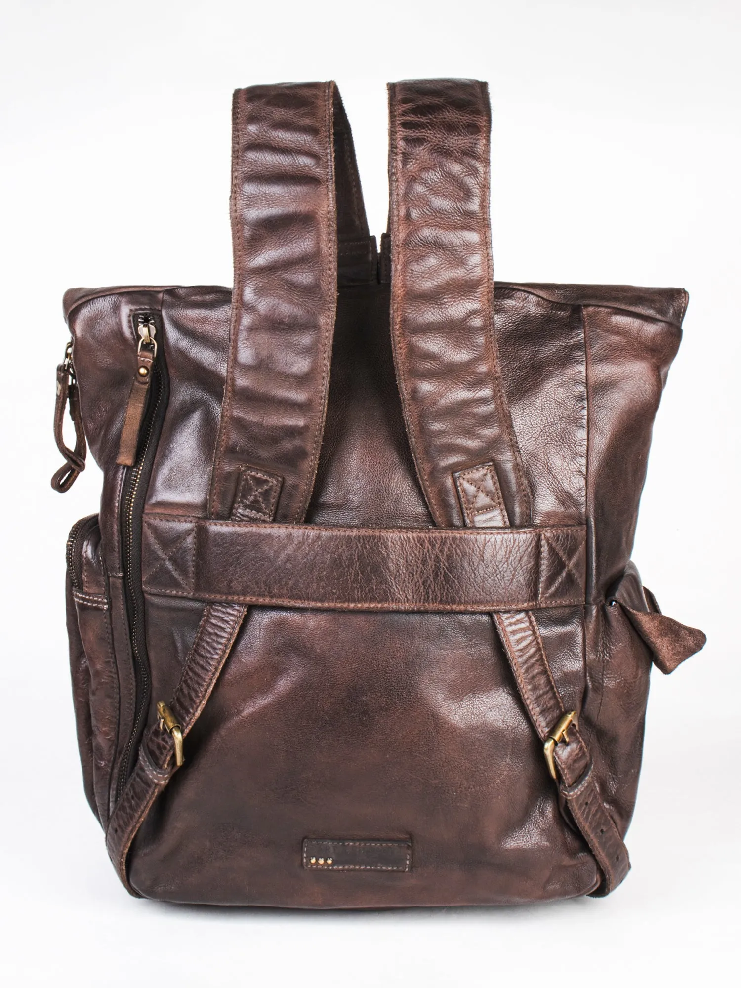 Leo: Brown Leather Backpack By Art N Vintage