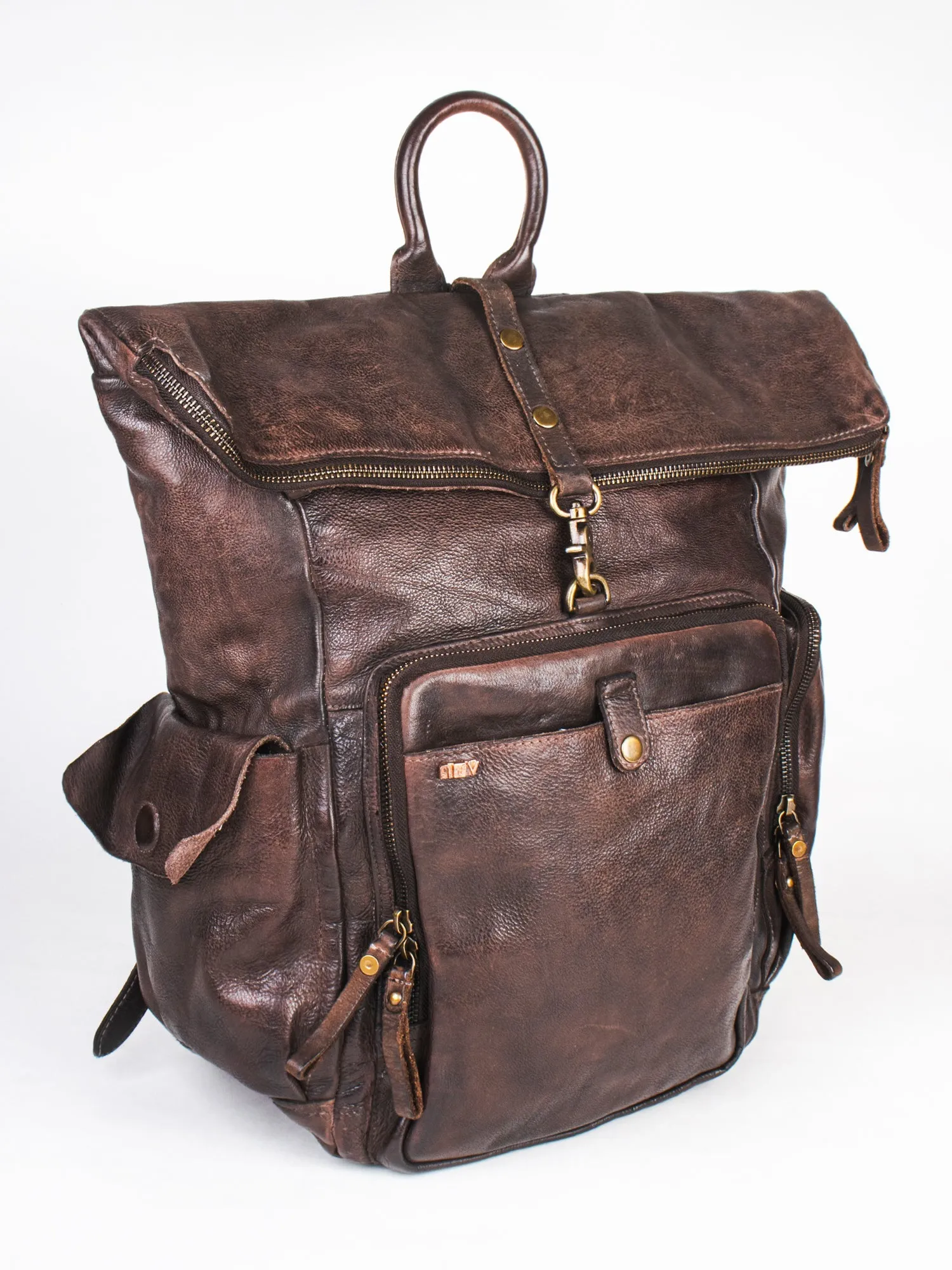 Leo: Brown Leather Backpack By Art N Vintage