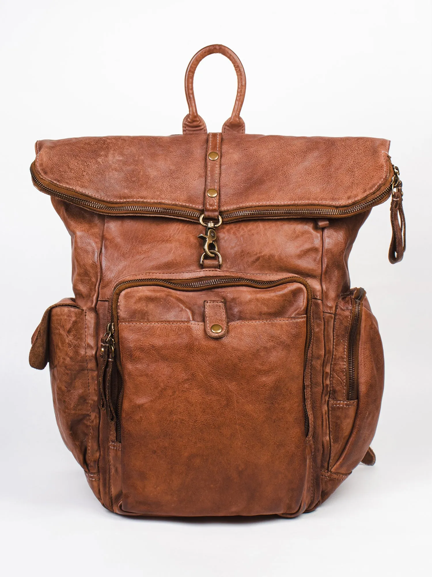 Leo: Brown Leather Backpack By Art N Vintage
