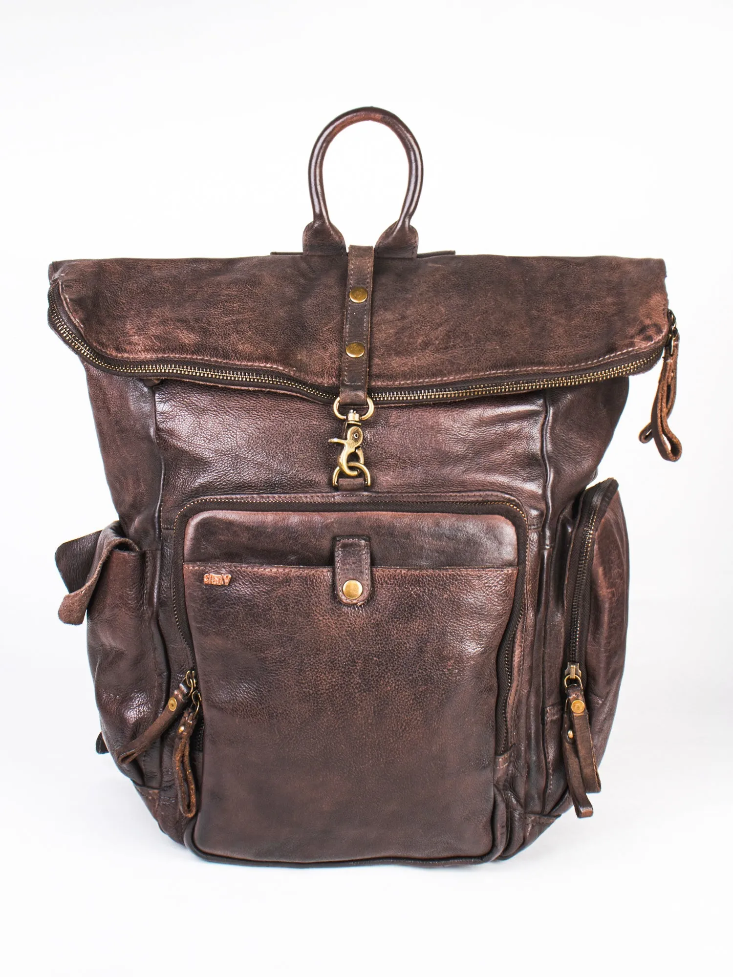 Leo: Brown Leather Backpack By Art N Vintage