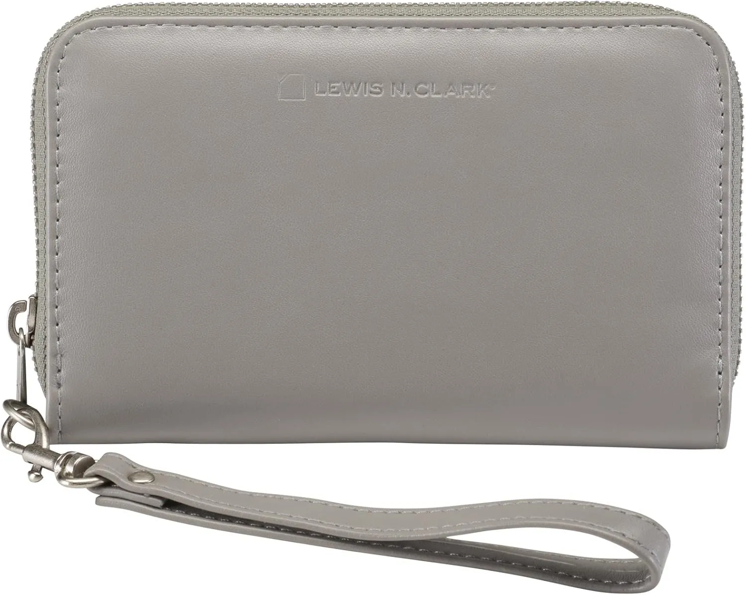 Lewis N. Clark Shetravels RFID-Blocking Wristlet Wallet Clutch   Travel Purse for Women, Carry Passport, ID & Cell Phone with Interior Zip Pockets, 3 Card Slots & Removable Wrist Strap, Gray